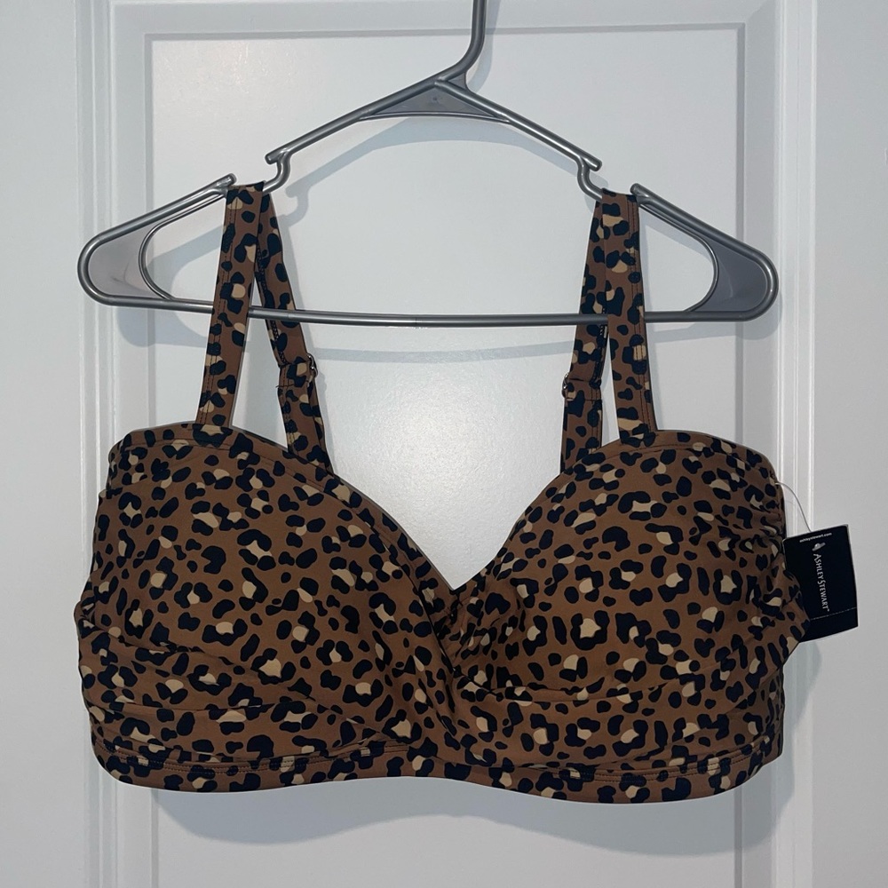 Ashley Stewart Brown Cheetah Bikini Top
